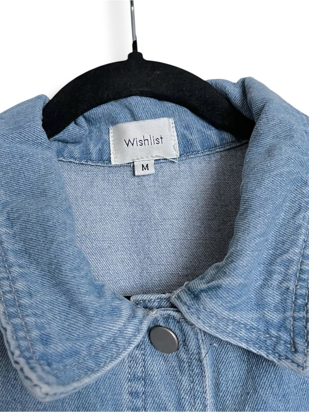 Wishlist Flap Pocket Chore Style Cotton Blue Jean Jacket Snap Button Medium - Picture 4 of 6